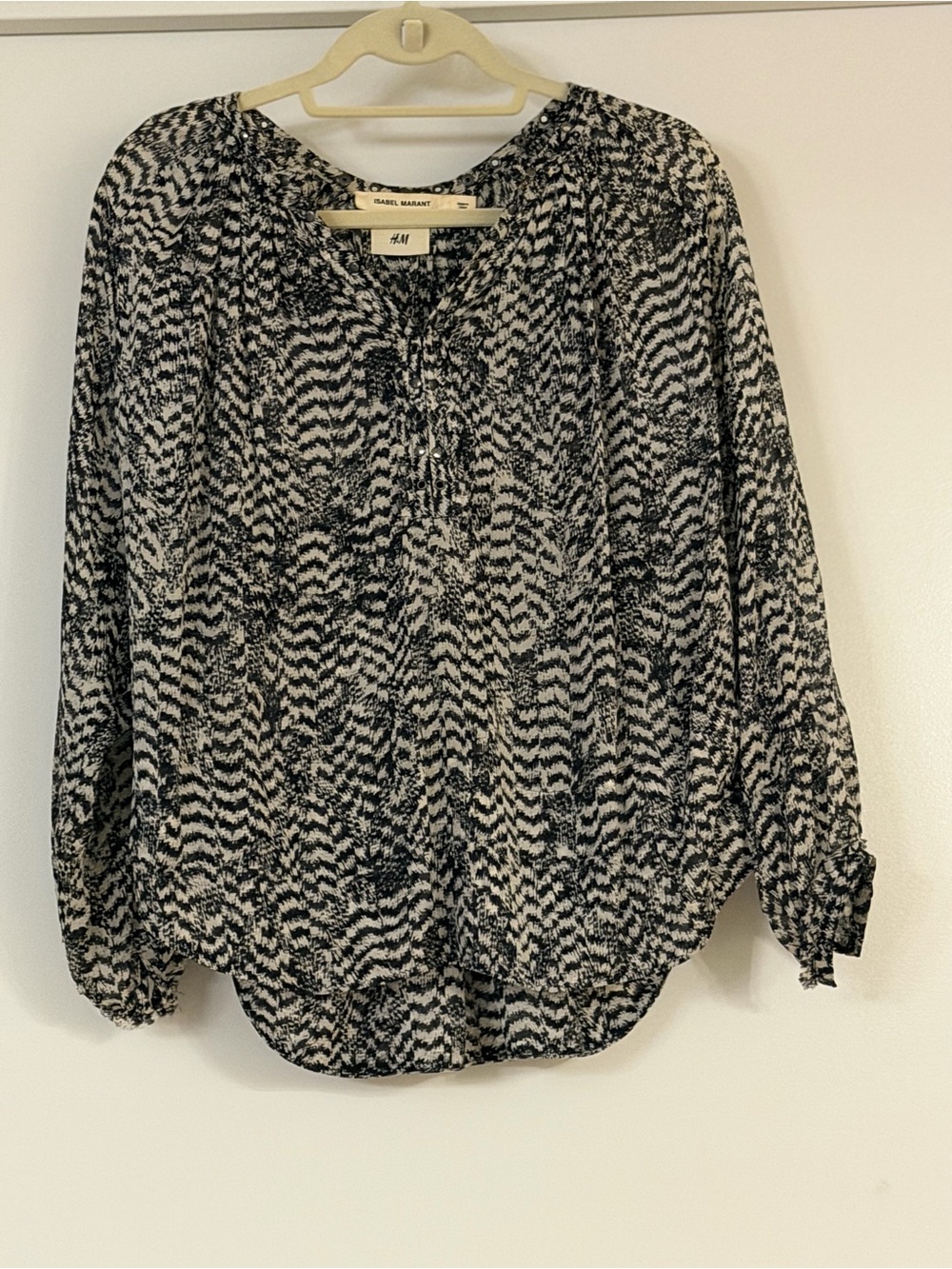 Isabel Marant pour H&M Black & White Printed Deep V Blouse